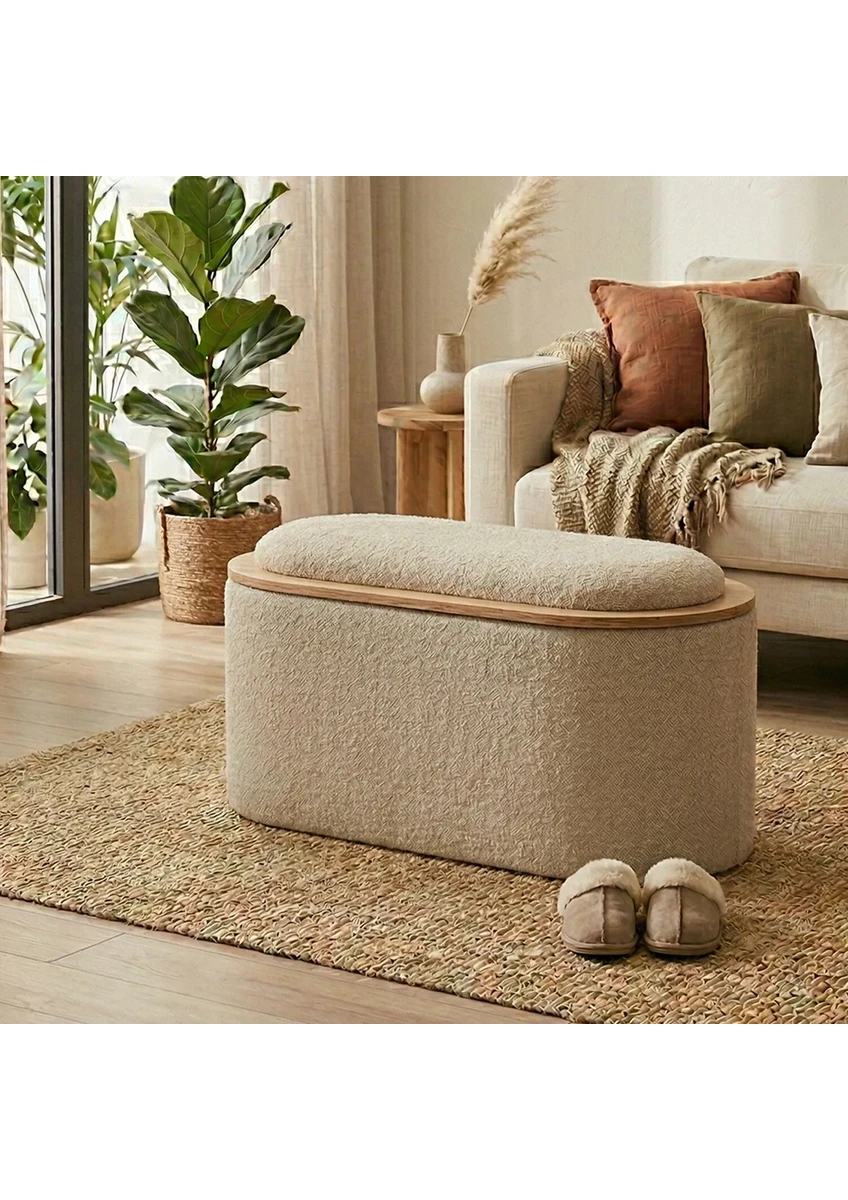 Contes Bohem Sandıklı Orta Sehpa Puf/bench, Sütlü Kahve